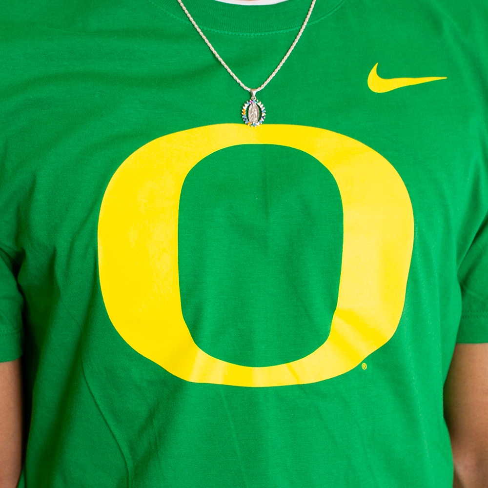 Classic Oregon O, Nike, Green, Crew Neck, Cotton, Men, Unisex, 155gsm, Jersey-style fabric, T-Shirt, 839785